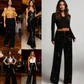 🥰🔥 ¡OFERTA FINAL! 50% de DESCUENTO 💖 Pantalones de pierna ancha con lentejuelas y cinturilla elástica para mujer ✨