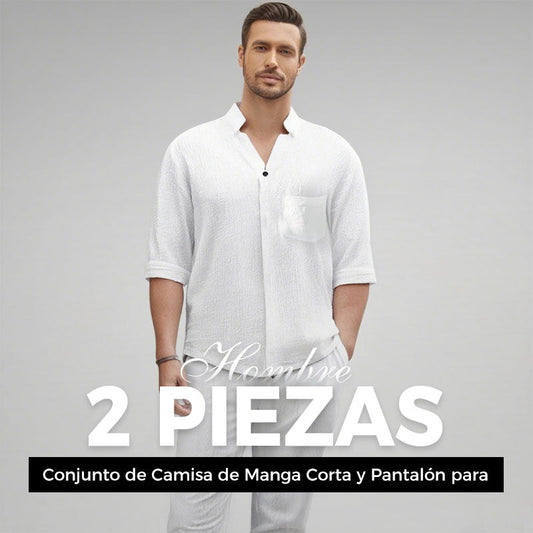 Moderno conjunto de dos piezas de algodón y lino para hombre