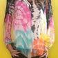 Camisa casual de manga larga con estampado Tie-Dye de talla grande para mujer