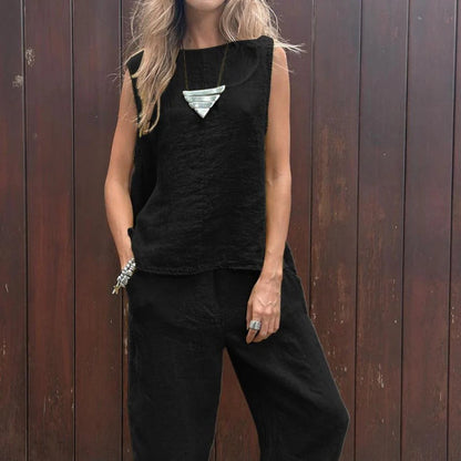 💕Conjunto 2 piezas mujer - Top sin mangas y pantalón largo✨