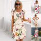 Vestido en cascada con motivos florales y varias plantas