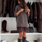 Conjunto de 2 Piezas para Mujer: Vestido Tipo Suéter de Cuello Tortuga y Vestido Lencero