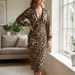 🔥 50% DE DESCUENTO 🔥 Vestido Leopardo para Mujer 🐆✨ | Escote en V, Manga Linterna y Largo Medio 💃 Elegante, Sexy y Favorecedor 🔥