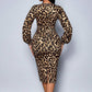 🔥 50% DE DESCUENTO 🔥 Vestido Leopardo para Mujer 🐆✨ | Escote en V, Manga Linterna y Largo Medio 💃 Elegante, Sexy y Favorecedor 🔥