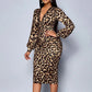🔥 50% DE DESCUENTO 🔥 Vestido Leopardo para Mujer 🐆✨ | Escote en V, Manga Linterna y Largo Medio 💃 Elegante, Sexy y Favorecedor 🔥