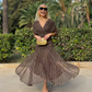 Vestido Maxi Bohemio de Malla Enrugada con Escote en V