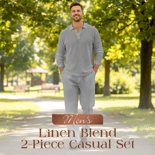Conjunto Casual de 2 Piezas para Hombre en Mezcla de Lino