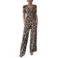 Mono de leopardo con escote en V y pierna ancha