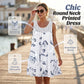 Vestido sin mangas con cuello redondo y estampado para mujer