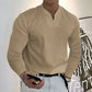 Oferta de verano-49 % OFF🔥 ---Camiseta de algodón de manga larga de color sólido para hombre con bolsillo