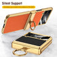 Funda magnética de cuero con bisagras y chapado para Galaxy Z Flip4 Flip3 5G