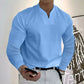 Oferta de verano-49 % OFF🔥 ---Camiseta de algodón de manga larga de color sólido para hombre con bolsillo