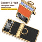 Funda magnética de cuero con bisagras y chapado para Galaxy Z Flip4 Flip3 5G