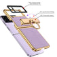 Funda magnética de cuero con bisagras y chapado para Galaxy Z Flip4 Flip3 5G