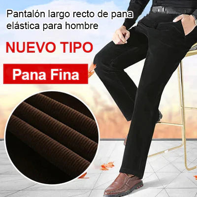 Pantalones Largos Rectos de Pana Elástica para Hombre