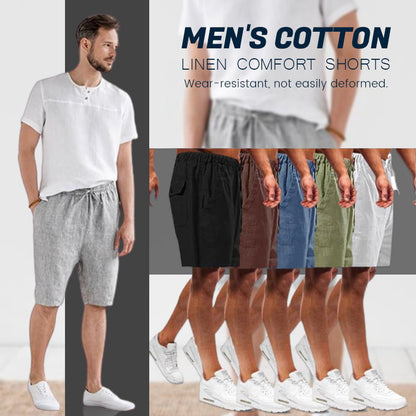 Pantalón corto confort de algodón y lino para hombre