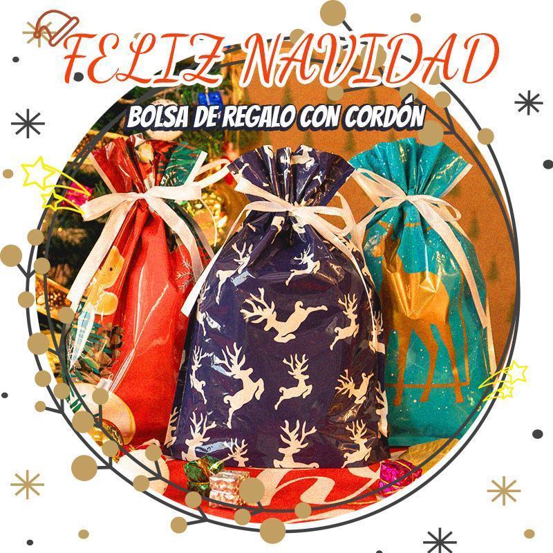 Bolsas de regalo navideñas con diseño de cordón