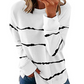 NOVEDADES-49% DE DESCUENTO-Camiseta de manga larga con cuello redondo y estampado de rayas