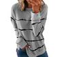 NOVEDADES-49% DE DESCUENTO-Camiseta de manga larga con cuello redondo y estampado de rayas