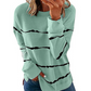 NOVEDADES-49% DE DESCUENTO-Camiseta de manga larga con cuello redondo y estampado de rayas