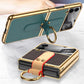 Funda Original de Cuero con Pantalla Trasera de Cristal Templado y Cordón de Seguridad para Samsung Z Flip4 Flip3 5G