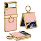 Funda magnética de cuero con bisagras y chapado para Galaxy Z Flip4 Flip3 5G