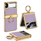 Funda magnética de cuero con bisagras y chapado para Galaxy Z Flip4 Flip3 5G
