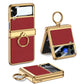 Funda magnética de cuero con bisagras y chapado para Galaxy Z Flip4 Flip3 5G