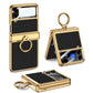 Funda magnética de cuero con bisagras y chapado para Galaxy Z Flip4 Flip3 5G