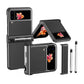 Funda de cuero de lujo para Samsung Galaxy Z Flip3(4) con doble bisagra - Stylus retráctil