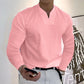 Oferta de verano-49 % OFF🔥 ---Camiseta de algodón de manga larga de color sólido para hombre con bolsillo